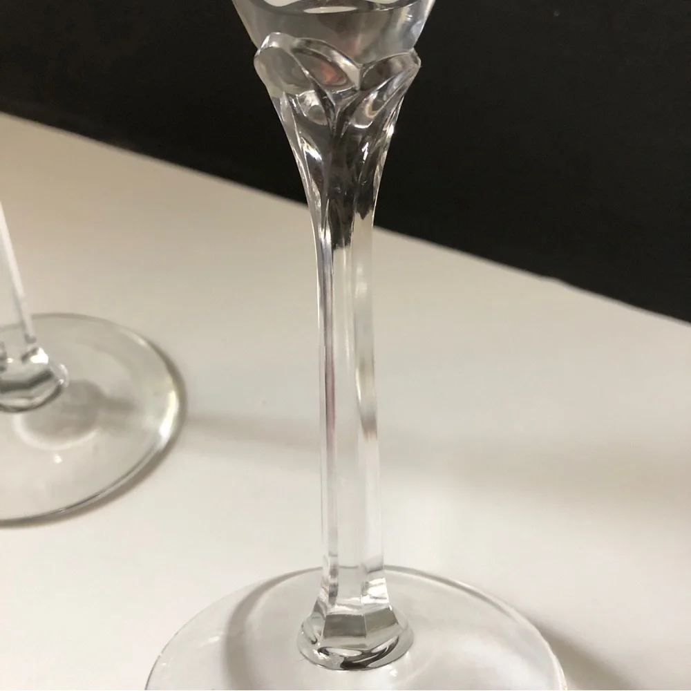 2 vintage Champagne Glasses 2000 Millennium Clear Silver Stars & Letters 8.75”